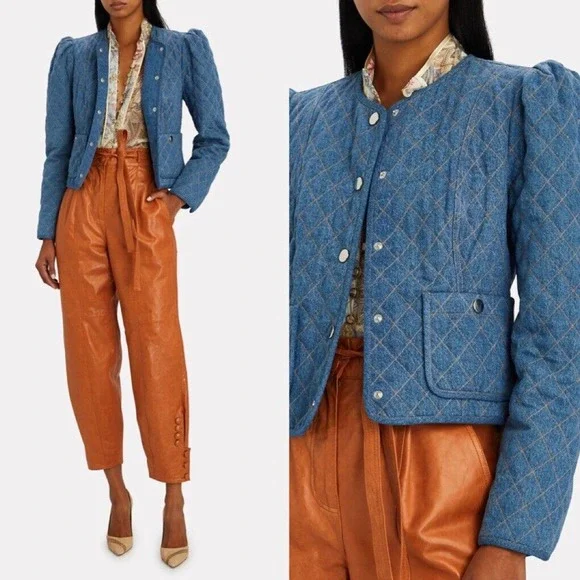 VERONICA BEARD Camilla Quilted Denim Jacket - Picture 1 of 8